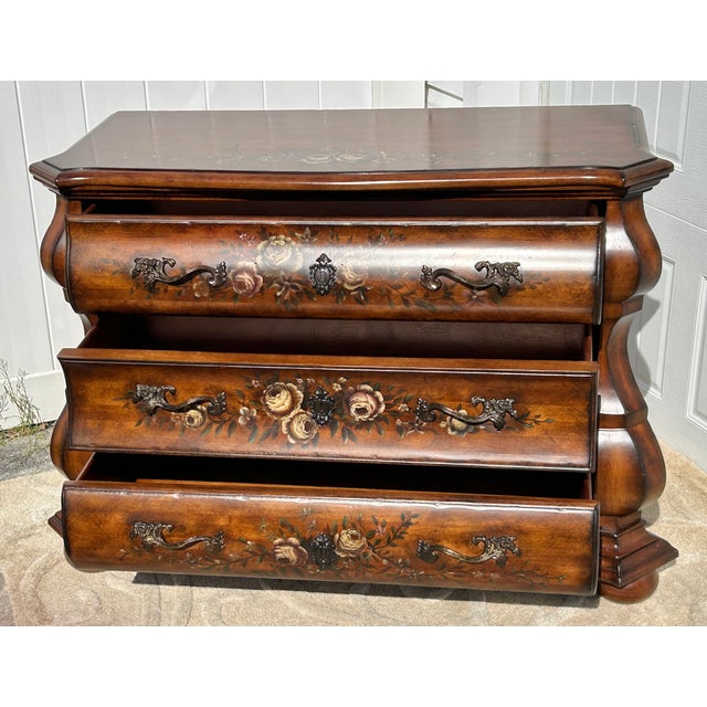 Ethan Allen Bombe Chest Tuscany Painted 3 Drawer Commode French Country Dresser For Sale In Philadelphia - Image 6 of 13