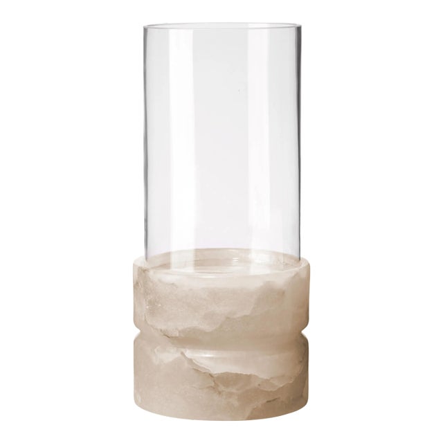 Charlotte Stacked Hurricane with Alabaster Base, Tall For Sale