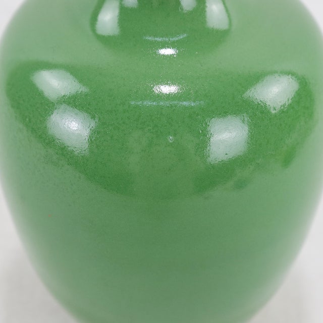 Pair of Mid 19th Century Monochrome Green Porcelain Bottle Vases For Sale - Image 9 of 10