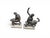 Elegant pair of bronze sculptures depicting centaurs, created during the first half of the 20th century and inspired by...