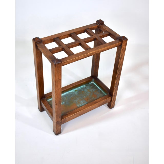 Arts & Crafts Antique Arts & Crafts Mission Oak Umbrella/Cane Stand For Sale - Image 3 of 10