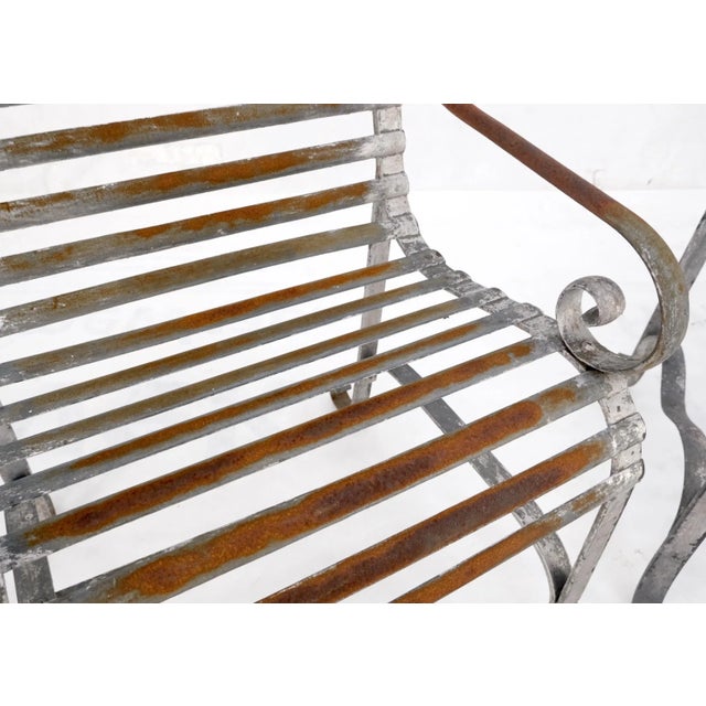 Heavy Antique Wrought Iron Outdoor Chairs His & Hers - a Pair For Sale - Image 9 of 13