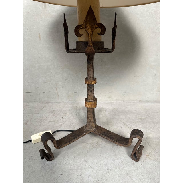 Vintage Spanish Brutalist Table Lamp in Wrought Iron, 1960s For Sale - Image 4 of 13
