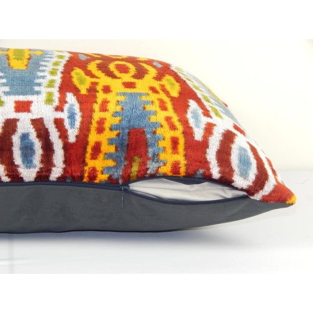 Silk Velvet Ikat Accent Pillow For Sale In Philadelphia - Image 6 of 8