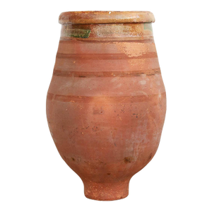 Large Mediterranean Terracotta Glazed Rim Floor Vase