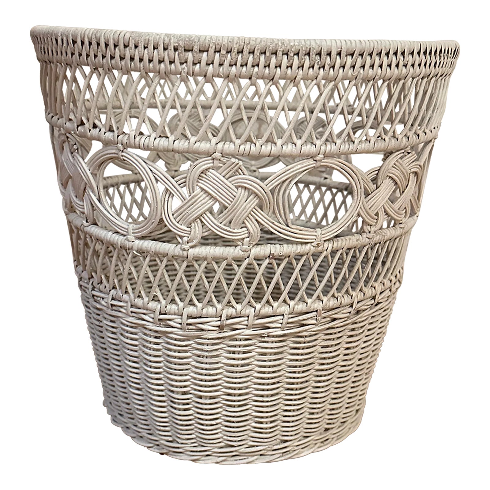 Mid20th Century White Wicker Wastebasket Chairish