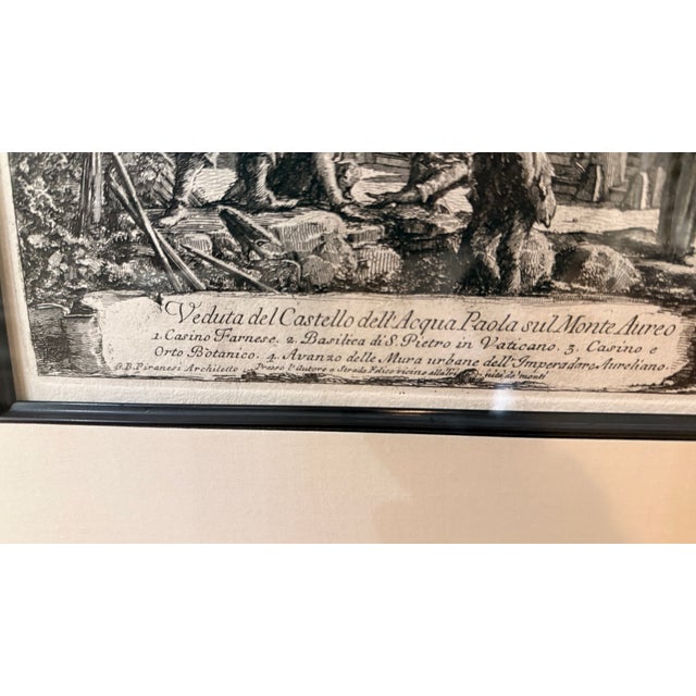 Late 20th Century After Giovanni Battista Piranesi “Veduta Del Castello Dell’Acqua Paola” Framed Architectural Etching For Sale - Image 9 of 10