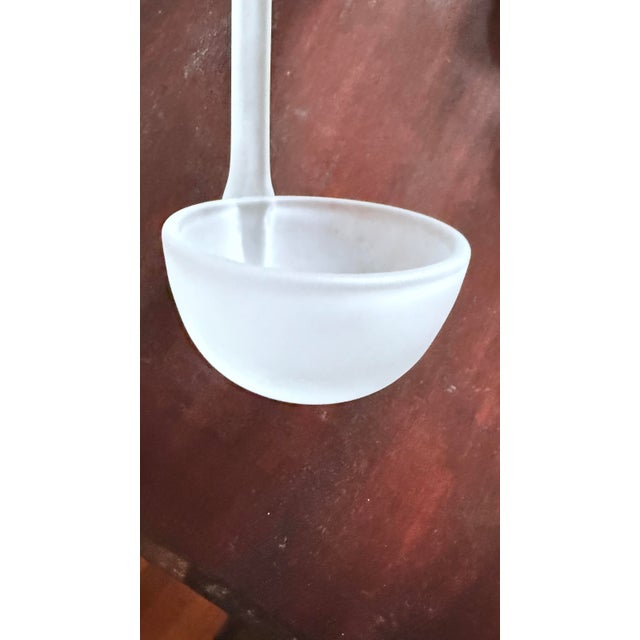 Vintage Postmodern Glass Punch Bowl Set With Frosted Accents, Handles, and Ladle - 10pcs For Sale In New York - Image 6 of 16