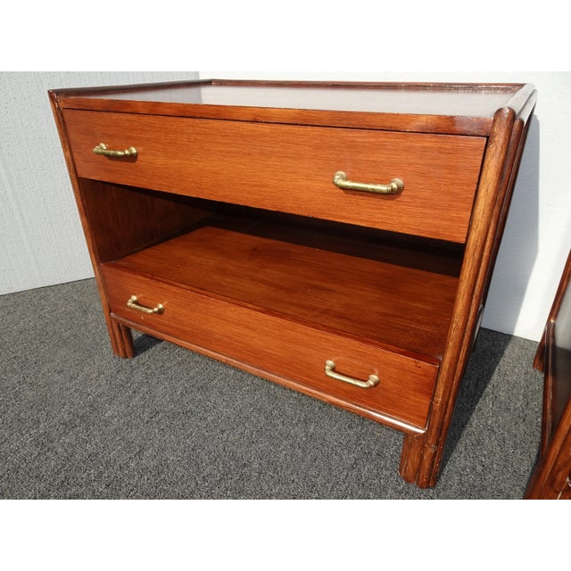 Wood Vintage Mid Century Modern McGuire Nightstands Side Tables W Two Drawers - a Pair For Sale - Image 7 of 13