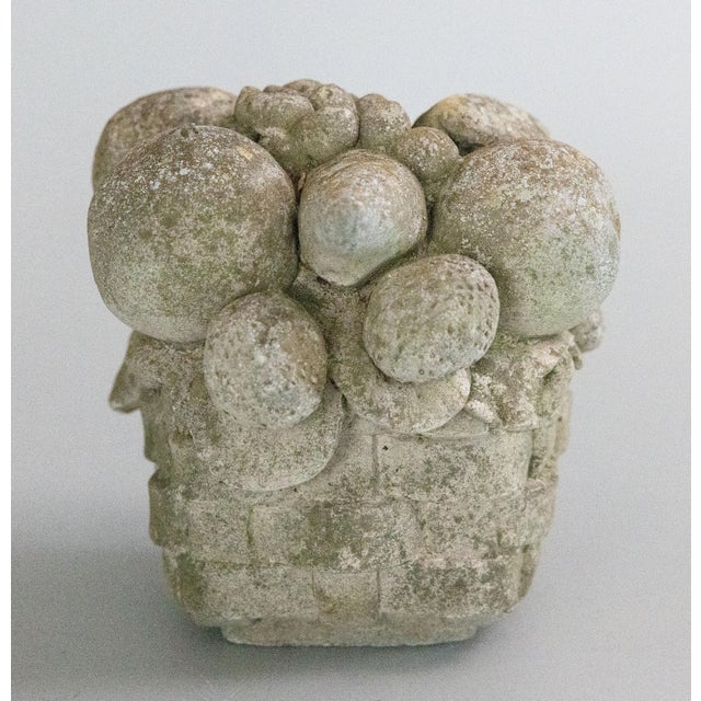 Farmhouse Vintage French Concrete Stone Fruit Basket Garden Ornament For Sale - Image 3 of 9