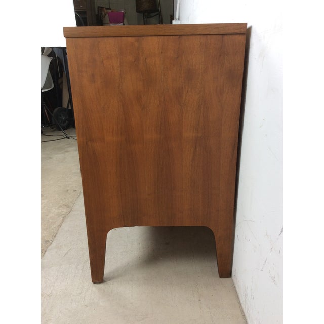 Mid Century Modern Lowboy Dresser With 9 Drawers & Mounted Mirror by Johnson Carper For Sale - Image 11 of 16