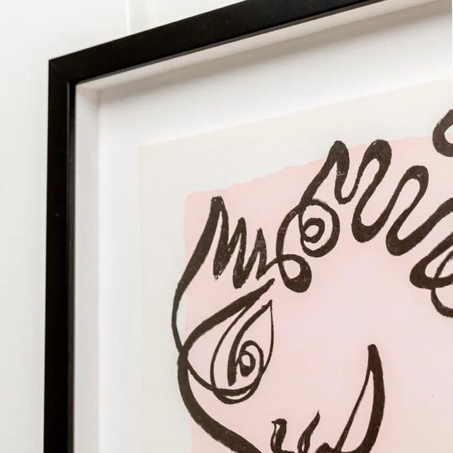 Contemporary Vintage Figurative Black Line Print by Jean Negulesco, Pink For Sale - Image 3 of 6