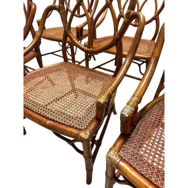 Mid 20th Century McGuire Bamboo and Rattan Dining Chairs - Set of 6 For Sale - Image 10 of 12
