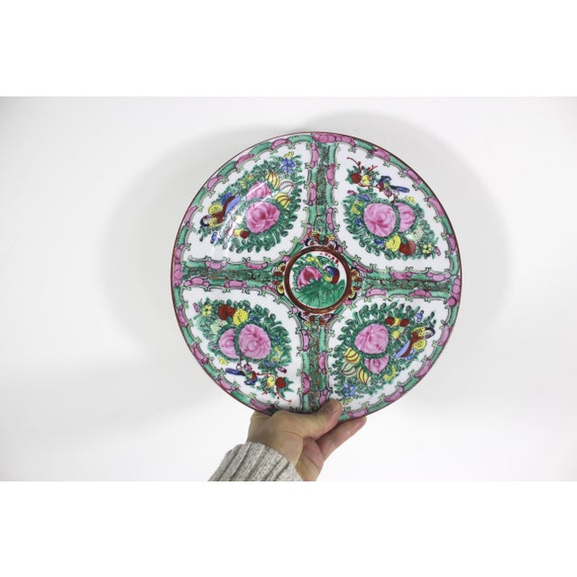 Vintage Chinese hand painted Famille Rose Medallion plate. This has birds and butterflies and gold accents. No damage...