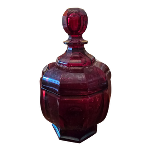 Antique Moser Bohemian Glass Ruby Red Bonboniere