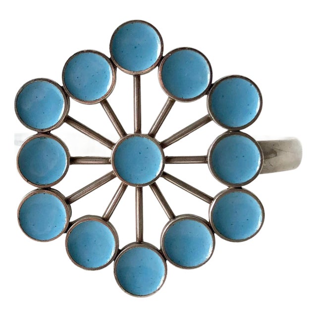 1970s Astrid Fog Georg Jensen Danish Modern Sterling Enamel Bangle Cuff Bracelet For Sale