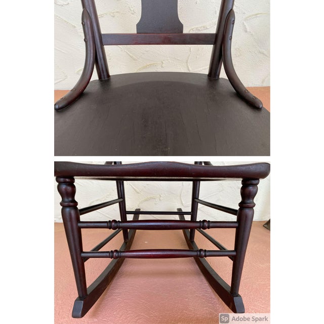 Early 20th Century Vintage Armless Nursing Rocking Chair by J S Ford