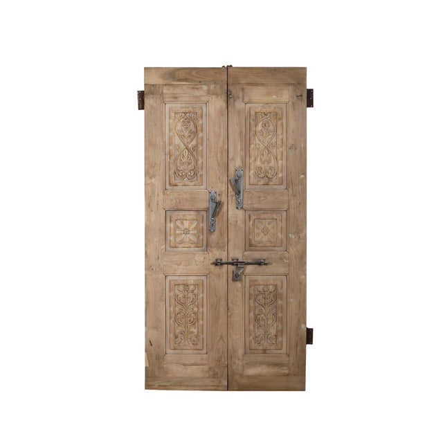 Antique Indian Bleached and Carved Teakwood Door, C. 1880–1900 For Sale - Image 4 of 5