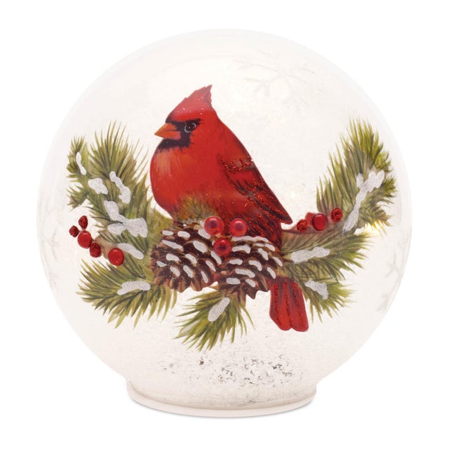 Contemporary LED Cardinal Pine Globe (Set of 2) For Sale - Image 3 of 5