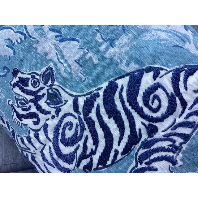 2020s Lee Jofa Blue Bengal Tiger Pillow Covers For Sale - Image 5 of 5