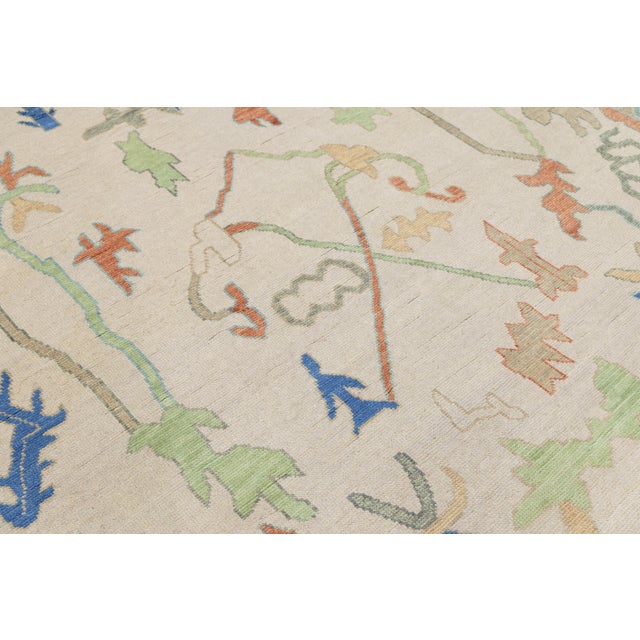 Contemporary Modern Oushak Style Hand-Knotted Wool Area Rug in Soft Neutrals For Sale - Image 9 of 12