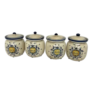 Italian Hand Painted Small Ceramic Canister - Set of 4