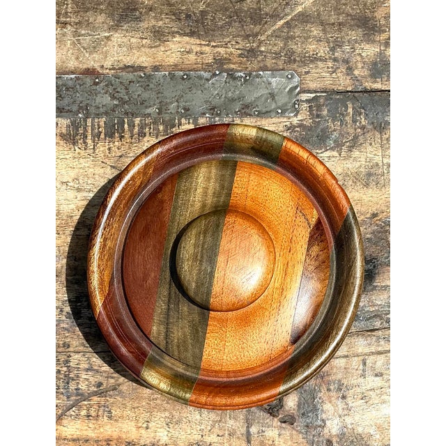 Vintage Inlay Wood Round Lidded Box For Sale In West Palm - Image 6 of 12