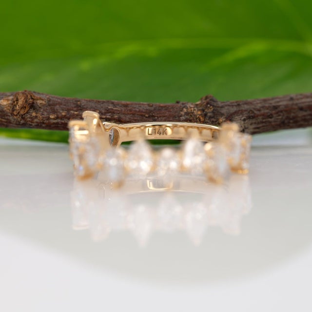 1.9Ct Diamond Band With Pear Lab Grown Diamonds in Solid 14k Gold, Pear Cut, Size 6.75 For Sale - Image 9 of 9