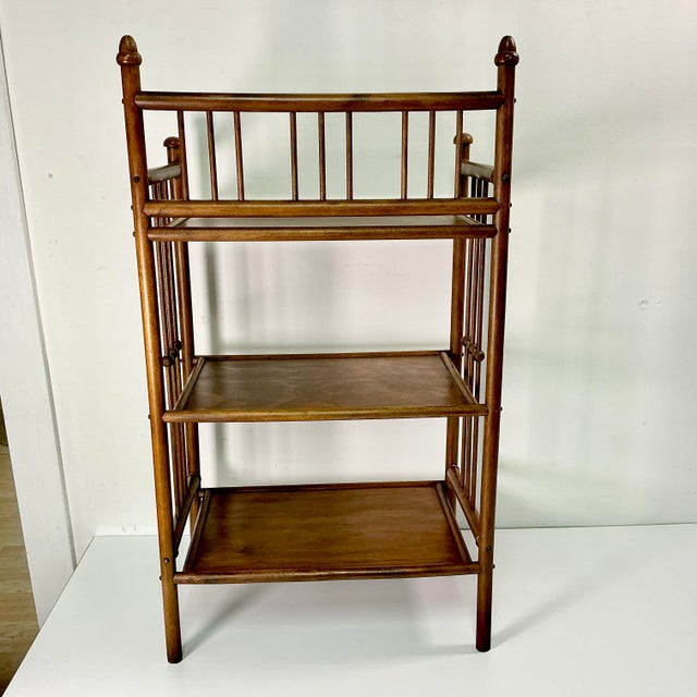 Early 20th C Antique Arts & Crafts Mission British Colonial Thornet Style Stick & Ball Etagere - 3 Tier For Sale - Image 12 of 18