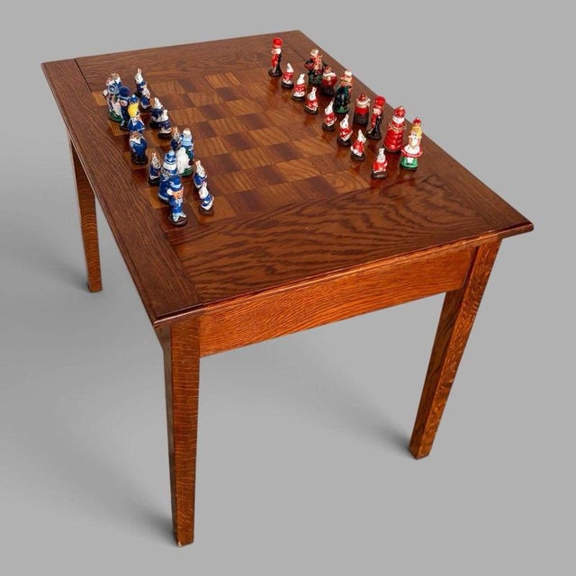 Vintage French Oak Chess and Games Table with Storage Drawer For Sale - Image 3 of 7