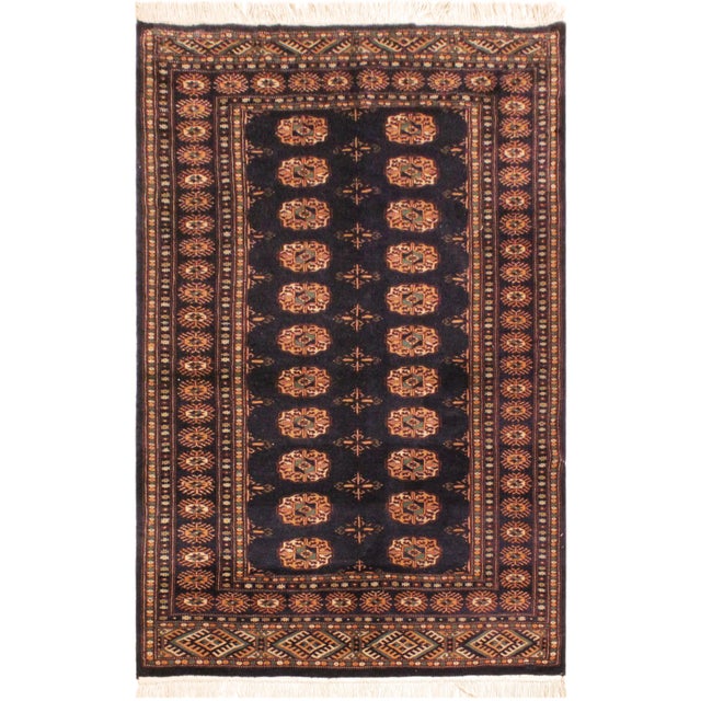 Boho Chic Bokhara Blue/Blue Hand Knotted Wool Rug For Sale - Image 9 of 9