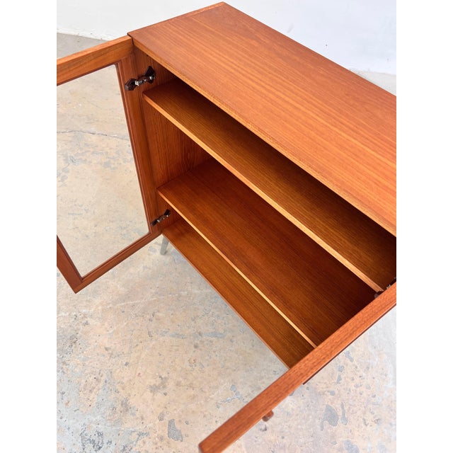 Wood Teak Display Cabinet with New Chrome Feet by H. W. Klein for Bramin For Sale - Image 7 of 11