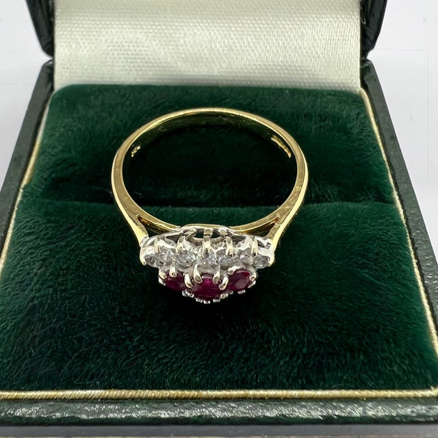 Vintage Ruby and Diamond Cluster Ring, 1980s For Sale - Image 12 of 15