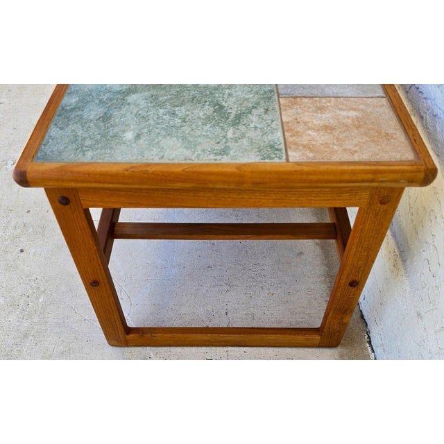 Vintage Mobelfabrikken Toften Danish MCM Solid Teak & Tile Coffee & Side Table For Sale - Image 12 of 12