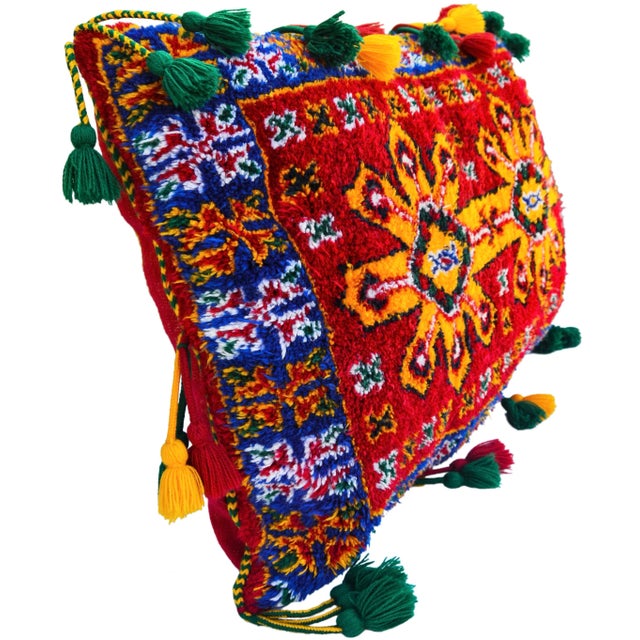 Orange Mid 20th Century Moroccan Orange-Patterned Pillow W/ Berber Graphics For Sale - Image 8 of 13