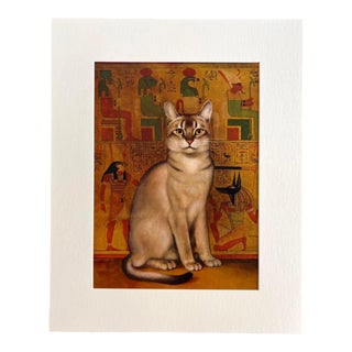 Vintage 1965 Girard Goodenow Cat Print in 16x20 Mat, Ready to Frame: Abyssinian For Sale