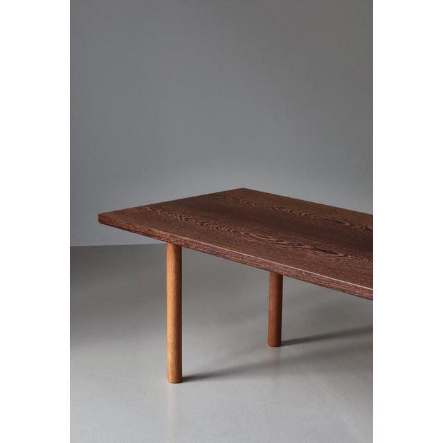 1950s Scandinavian Modern Coffee Table in Wenge & Oak attributed to Hans J. Wegner for Andreas Tuck, 1950s For Sale - Image 5 of 15