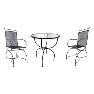 Set of Postmodern Glass Garden Furniture with Chairs and Table, 1980s, Set of 3 For Sale