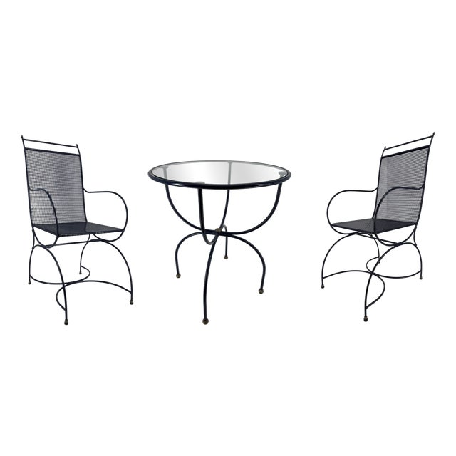Set of Postmodern Glass Garden Furniture with Chairs and Table, 1980s, Set of 3 For Sale
