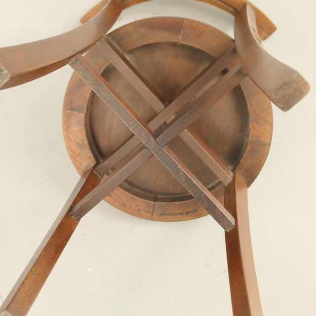 Brown Viennese Beech Bistro Chair with Curved Top Rail & X-Stretcher, Austria, 1930s For Sale - Image 8 of 11