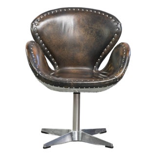 Vintage Aviator Desk Chair in Cowhide Leather and Aluminium from Timothy Oulton For Sale