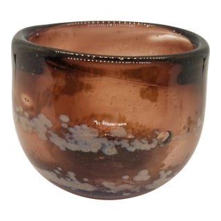 Hand Blown Burnt Purple Glass Votive For Sale