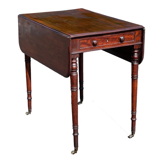 Antique Mahogany George III Sheraton Drop Leaf Table C. Late 18th Century For Sale