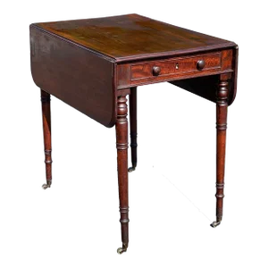 Antique Mahogany George III Sheraton Drop Leaf Table C. Late 18th Century
