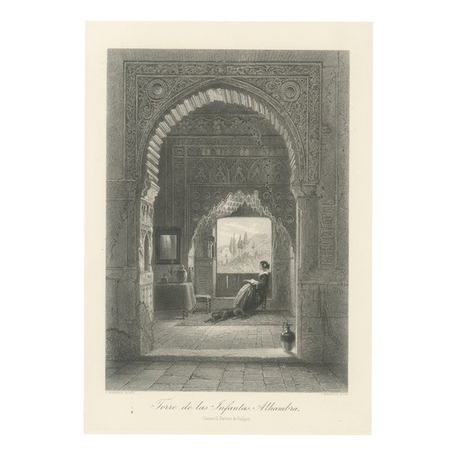 Carl Werner, Tower of the Princesses, Alhambra, After C. Werner, 1878, Engraving For Sale