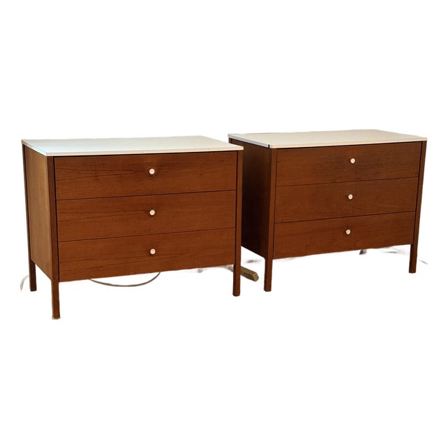 Pair 1950s Florence Knoll 3-Drawer Dressers, 225-1 For Sale
