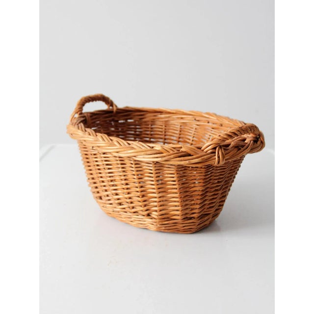 Contemporary Vintage Woven Harvest Basket For Sale - Image 3 of 10