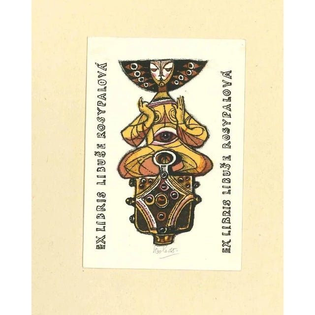 Ex Libris Rozsypalova is an original Artwork realized in 1965. Original Colored lithograph on ivory-colored paper. The...