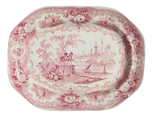 Antique "Wood & Brownfield Grecian Statue" Staffordshire Transferware Platter, Unmarked