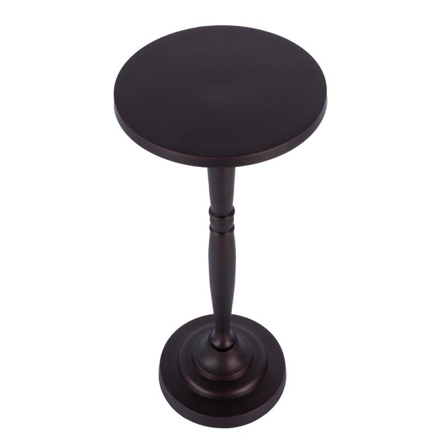 2020s Landon Outdoor 10 in. W Round Metal Pedestal Base Side Table, Bronze For Sale - Image 5 of 7